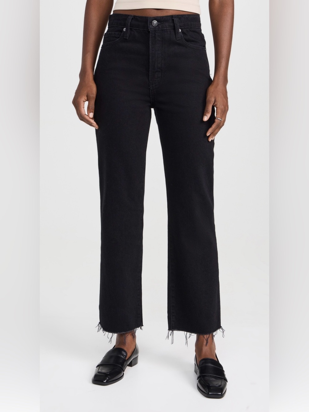 FRAME. Le Jane Crop Raw Fray Jeans. Black. Size 33. Great condition